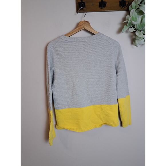Tommy Hilfiger Gray & Yellow Color Block Sweater Women's Sz L - Picture 4 of 4
